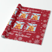Festive Rudolph Reindeer Snow Personalized Xmas Cadeaupapier (Uitgerold)