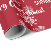 Festive Rudolph Reindeer Snow Personalized Xmas Cadeaupapier (Rol Hoek)