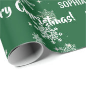 Festive Rudolph Reindeer Snow Personalized Xmas Cadeaupapier (Rol Hoek)