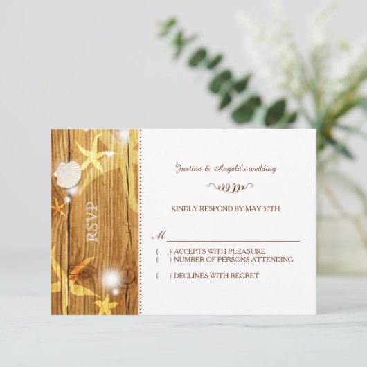 Festive Rustic Beach Wedding RSVP (Staand voorkant)