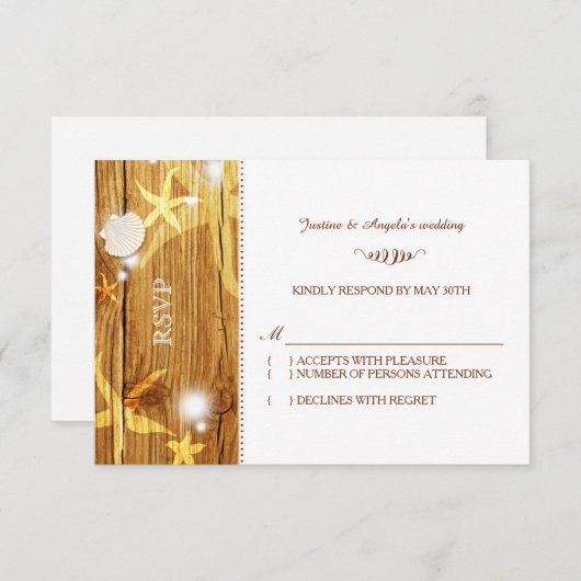 Festive Rustic Beach Wedding RSVP (Voorkant / Achterkant)
