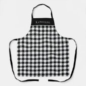 Festive Rustic Black White Gingham Pset met naam Schort (Voorkant)
