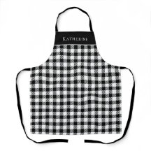 Festive Rustic Black White Gingham Pset met naam