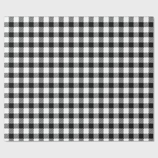 Festive Rustic Black White Gingham Pset Pattern Cadeaupapier (Vlak)