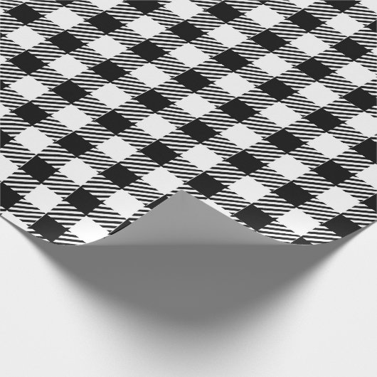 Festive Rustic Black White Gingham Pset Pattern Cadeaupapier (Hoek)