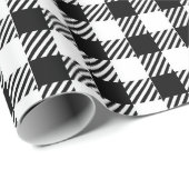 Festive Rustic Black White Gingham Pset Pattern Cadeaupapier (Rol Hoek)