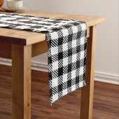 Festive Rustic Black White Gingham Pset Pattern Medium Tafelloper (Voorbeeld)