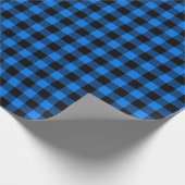 Festive Rustic Blue Black Buffalo Pset Cadeaupapier (Hoek)