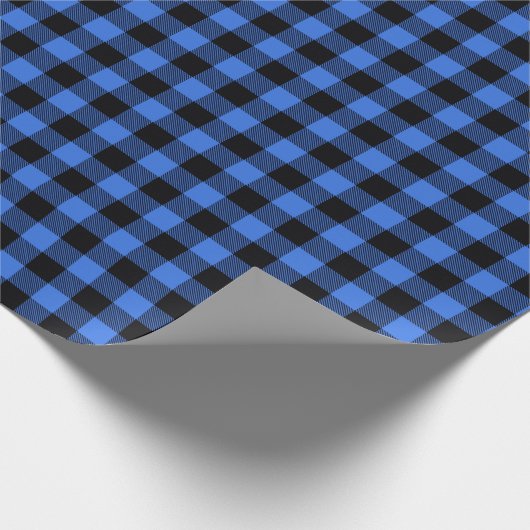 Festive Rustic Blue Black Buffalo Pset Cadeaupapier (Hoek)