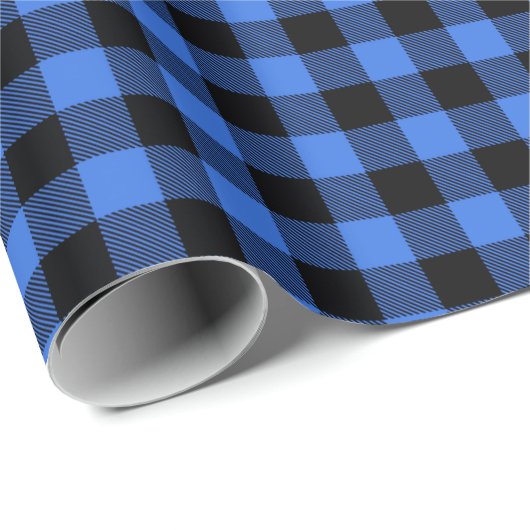 Festive Rustic Blue Black Buffalo Pset Cadeaupapier (Rol Hoek)