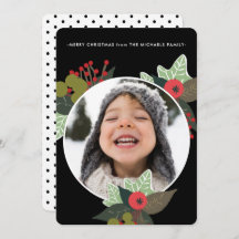 Festive Rustic Botanical Circle Fotokerstmis