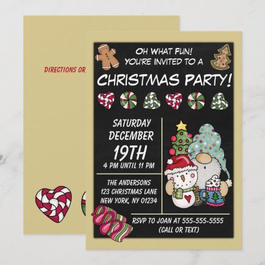 Festive Rustic Gnome Cookies Snoep kerstfeest Kaart (Voorkant / Achterkant)