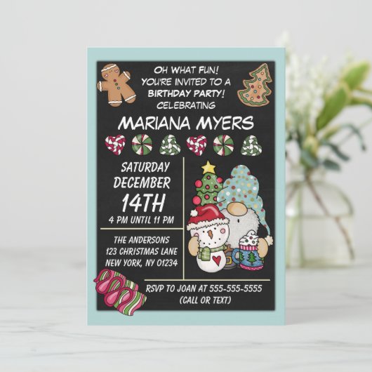 Festive Rustic Gnome kerstavond Kaart (Staand voorkant)