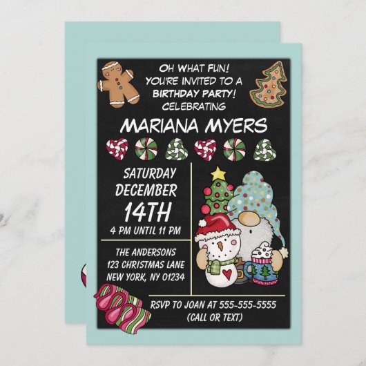 Festive Rustic Gnome kerstavond Kaart (Voorkant / Achterkant)