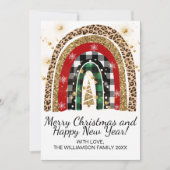 Festive Rustic Poned Animal Print Rainbow Glitter Feestdagenkaart (Voorkant)