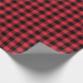 Festive Rustic Red Black Buffalo Pset Cadeaupapier (Hoek)