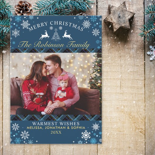 Festive Rustic Tartan Christmas Photo Kaart