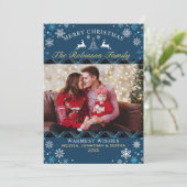 Festive Rustic Tartan Christmas Photo Kaart (Staand voorkant)