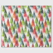 Festive Rustic Winter Trees Cadeaupapier (Vlak)