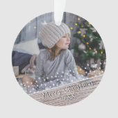 Festive Rustic Wood Stars Kerstmis Keepomwille Fot Ornament (voorkant)