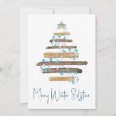 Festive Rustic Wood Yule Winter Solstice Feestdagenkaart (Voorkant)