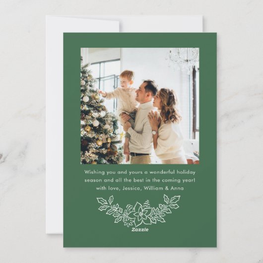 Festive Sage Green Christmas Bow Ribbon 2 Photo Feestdagenkaart (Achterkant)