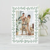 Festive Sage Green Christmas Bow Ribbon 2 Photo Ho Feestdagenkaart (Staand voorkant)