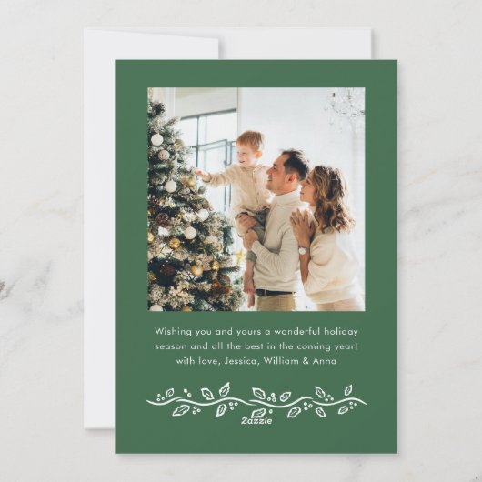 Festive Sage Green Christmas Bow Ribbon 2 Photo Ho Feestdagenkaart (Achterkant)