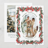 Festive Sage Green Christmas Bow Ribbon 2 Photo Ho Feestdagenkaart (Voorkant / Achterkant)