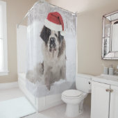 Festive Saint bernard dog met santa hat Douchegordijn (In situ)