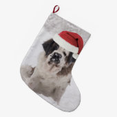 Festive Saint bernard dog met santa hat Grote Kerstsok (Voorkant (Hangend))