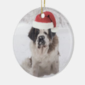 Festive Saint bernard dog met santa hat Keramisch Ornament (Links)