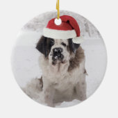 Festive Saint bernard dog met santa hat Keramisch Ornament (Achterkant)