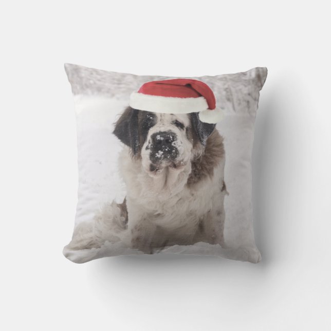 Festive Saint bernard dog met santa hat Kussen (Voorkant)