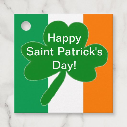 Festive Saint Patrick's Day Green White Sinaasappe Bedankjes Labels (Voorkant)