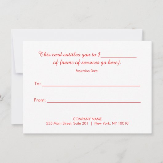 Festive Salon and Spa Holiday Cadeaubon (Achterkant)