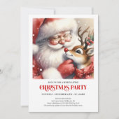 Festive Santa and Rudolph Christmas Eve Night Part Kaart (Voorkant)