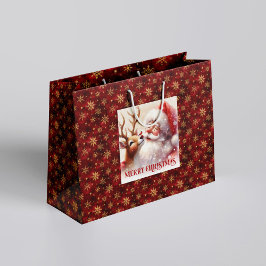 Festive Santa and Rudolph Kids Christmas Gift Bag  Groot Cadeauzakje