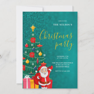 Festive Santa Christmas Party Invitation | Holiday Kaart