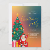 Festive Santa Christmas Party Invitation | Holiday Kaart (Voorkant)