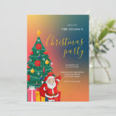 Festive Santa Christmas Party Invitation | Holiday Kaart (Staand voorkant)