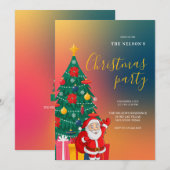 Festive Santa Christmas Party Invitation | Holiday Kaart (Voorkant / Achterkant)