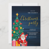 Festive Santa Christmas Party Invitation | Holiday Kaart (Voorkant)