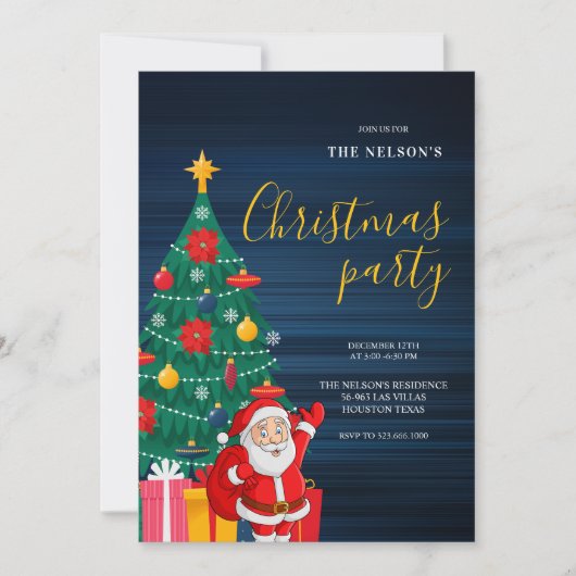 Festive Santa Christmas Party Invitation | Holiday Kaart (Voorkant)