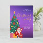 Festive Santa Christmas Party Invitation | Holiday Kaart (Staand voorkant)