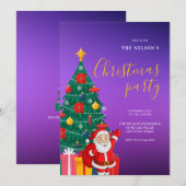 Festive Santa Christmas Party Invitation | Holiday Kaart (Voorkant / Achterkant)