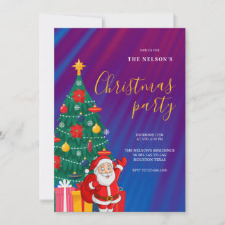 Festive Santa Christmas Party Invitation | Holiday Kaart