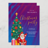 Festive Santa Christmas Party Invitation | Holiday Kaart (Voorkant / Achterkant)