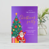 Festive Santa Christmas Party Invitation | Holiday Kaart (Staand voorkant)