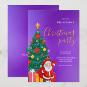Festive Santa Christmas Party Invitation | Holiday Kaart (Voorkant / Achterkant)